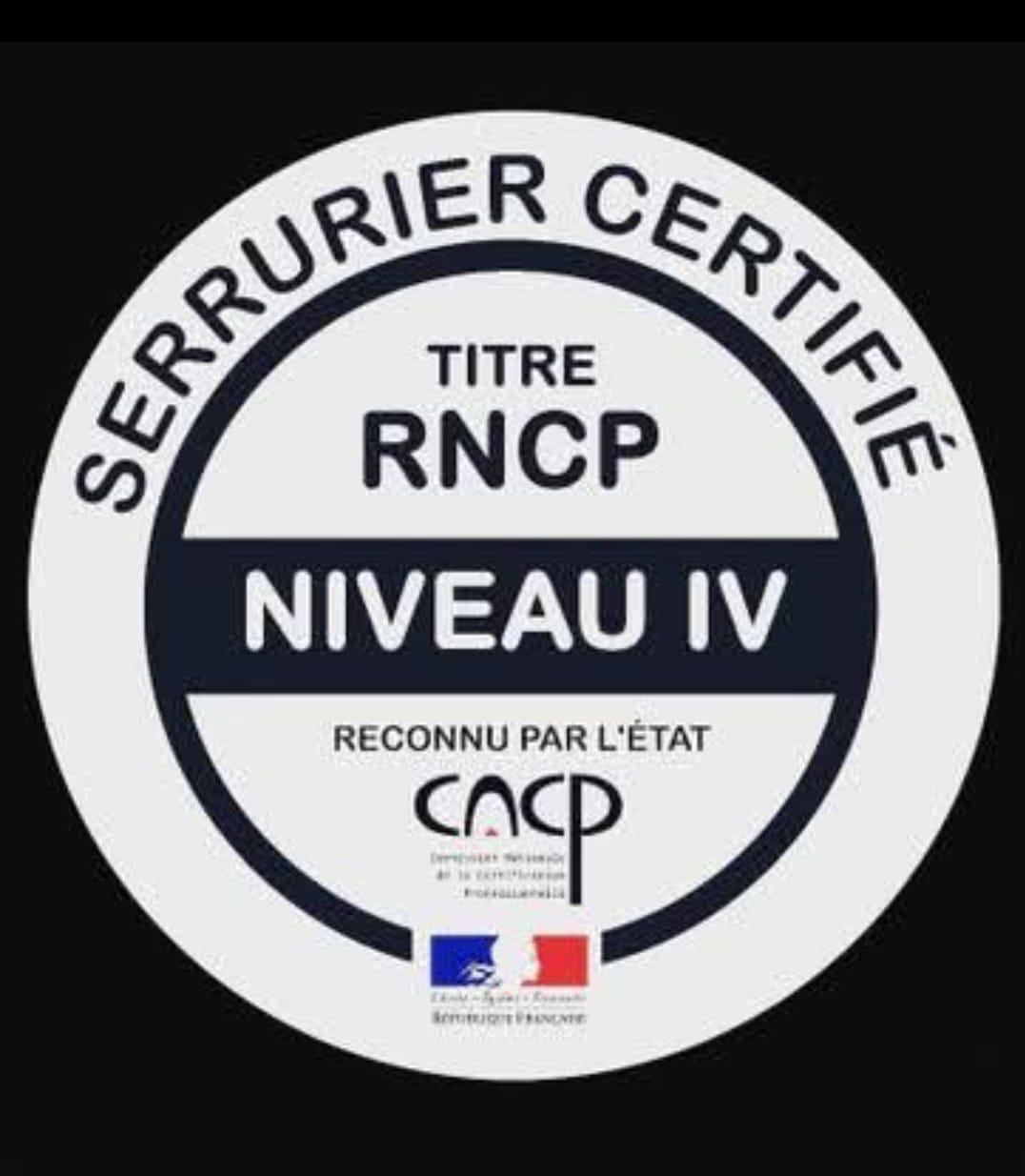 Certification RNCP Niveau IV - Serrurerie professionnelle